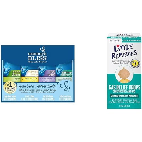 Mommy's Bliss Newborn Essentials Gift Set, Includes Gripe Water, Baby Vitamin D/Gas Drops and Gentle Saline Drops/Spray