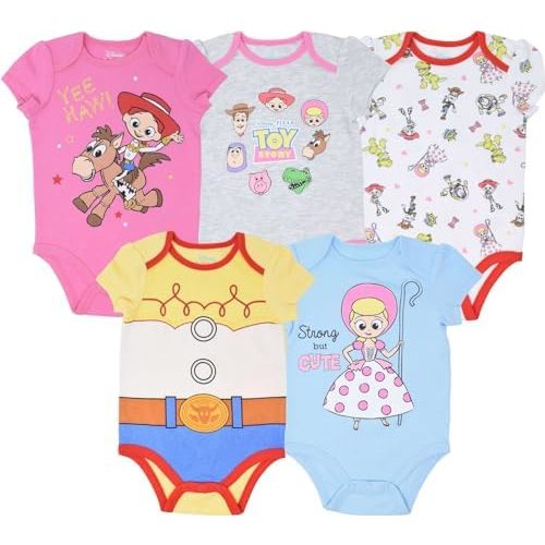 Disney Classics The Aristocats Lion King Winnie the Pooh Pixar Toy Story Baby Girls 5 Pack Bodysuits Newborn to Infant