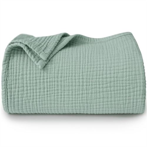 Muslin Baby Blanket for Boys and Girls, Neutral Cotton Crib Blanket for Newborn Infant Toddler - Soft and Breathable Baby Quilt (Green)