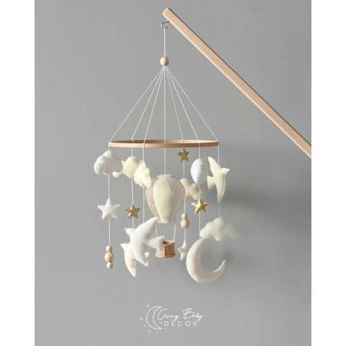 Adorable Hot Air Balloon Baby Mobile for Nursery Decor - Handcrafted Baby Crib Mobile with Air Balloon Theme