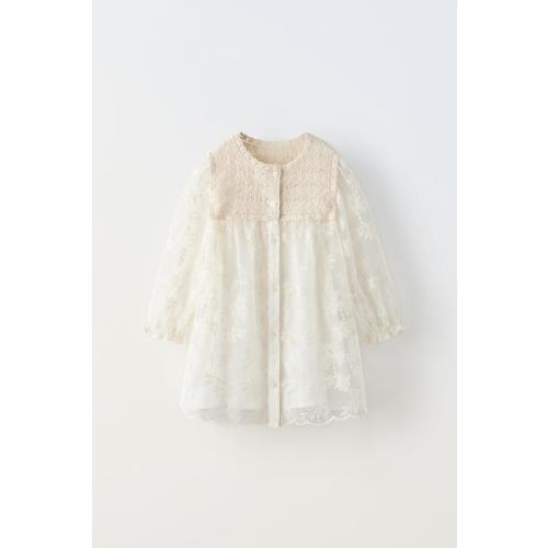 CONTRAST CROCHET AND EMBROIDERY DRESS