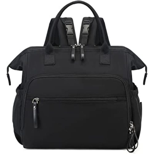 Convertible Diaper Bag Tote, Water-Resistant 14 Pockets Diaper Backpack with Anti-theft Pockets and Stroller Clips (Black, Large)