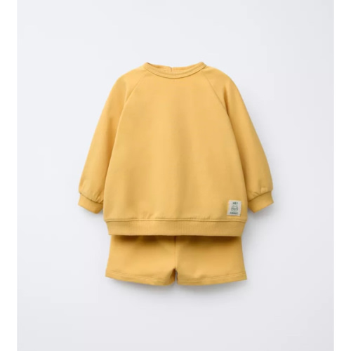 SWEATSHIRT AND BERMUDA SHORTS SET WITH LABEL - Mid-yellow | ZARA United States