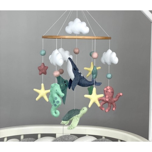 Ocean baby mobile neutral Sea creature mobile Under the sea nursery mobile Nautical crib mobile