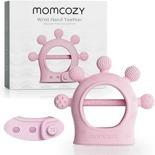 Momcozy Baby Teether Toys | Baby Teething Toys | Baby Teething Relief | Food Grade Silicone Teether Baby Toys | Baby Teether 0-6 Months | Teething Toy 6-12 Months | Baby Essential | Pink
