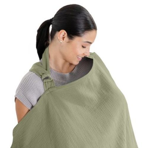 Muslin Nursing Cover For Baby Breastfeeding, Soft & Breathable Breastfeeding Cover For Mom By Comfy Cubs - Sage