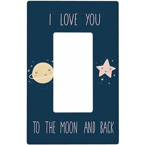 I Love You To The Moon And Back Wall Plate Switch Covers Blue Stars Love Letter 1-Gang Rocker Light Toggle Plug Outlet Cover Home Office Living Room