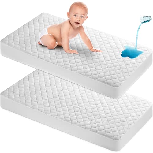 Masirs 2-Pack Crib Mattress Protector Cover - Waterproof & Comfortable - Breathable Baby Mattress Protector - Ultra-Soft - 52'' x 28'' - Toddler Mattress Protector - Crib Mattress Pad