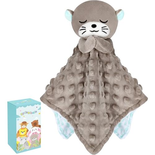 Loveys for Babies,Kawaii Otter Baby Security Blanket for Newborn Infant Toddler Snuggle Toy Stuffed Animal,Lovey Prayer Otter Security Blankets Baby Unisex for Birthday(Gray Otter,12in)