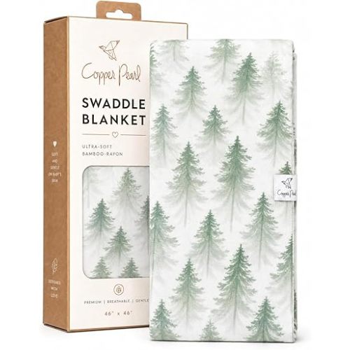 Copper Pearl Swaddle Blankets for Newborns | Soft Stretchy Receiving Blankets for Boys and Girls | Large 46 x 46 Inch Baby Blankets | Lightweight and Breathable Swaddles | Evergreen