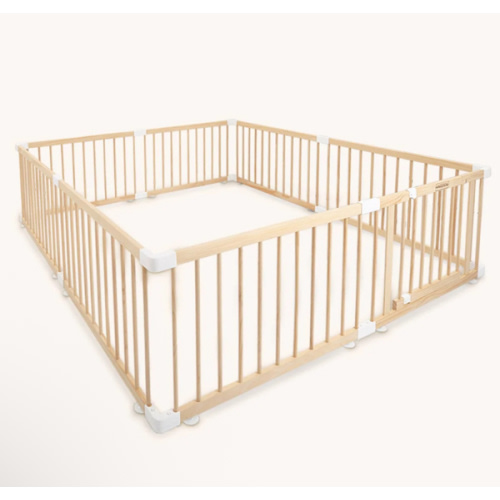 HARPPA Wooden Baby Gate Playpen | Non-Toxic Foldable DIY Adjustable Play Yard for Infants & Toddlers – Natural Finish Baby Fence for Small & Large Spaces