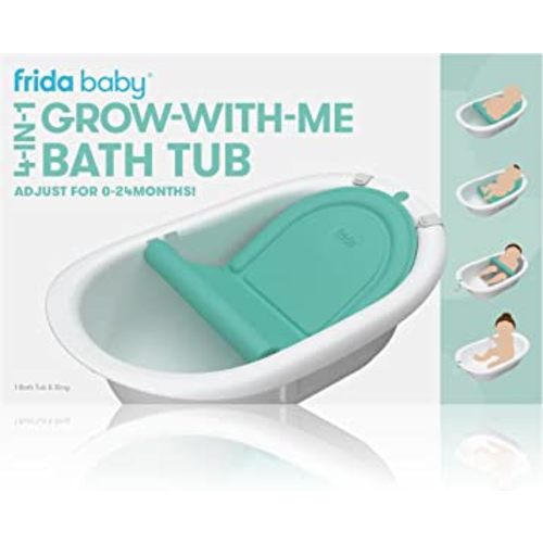 Frida Baby 4-in-1 Grow-with-Me Baby Bathtub, Baby Tub for Newborns to Toddler with Removable Bath Seat & Backrest for Bath Support in Tub