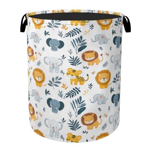 Cute Forest Animals Foldable Canvas Laundry Basket with Handles - Toy Organizer, Heavy Duty for Home，Bedroom, Dorm, Bathroom