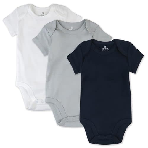 HonestBaby unisex-baby Multipack Short Sleeve Bodysuits One-piece 100% Organic Cotton for Infant Baby Boys, Girls, Unisex