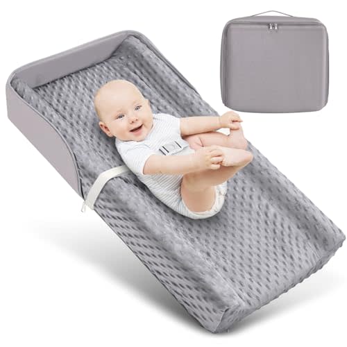 Portable Baby Diaper Changing Pad with Soft Cover & Handle, Waterproof Lining Foam Contoured Changing Table Pad for Dresser, Prefect Gift for Travel Outdoor (32”×16”)