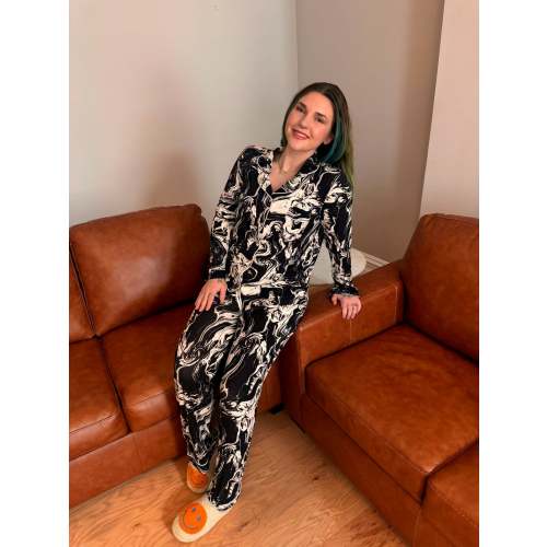 Long Sleeve Tuxedo Marble Pajama Set – Dicey Baby