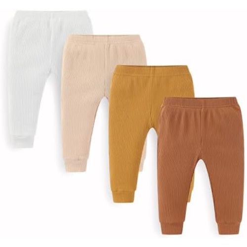 Unisex Baby Boy Girl Pants Sets Ribbed Soft Infants Bottoms Casual 4 Pack 0-24 Month Babies' Leggings