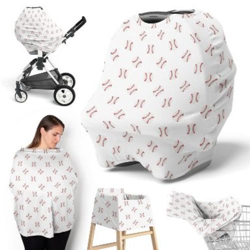 Sweet Jojo Designs Boy 5-in-1 Multi Use Baby Nursing Cover Baseball Patch Red and White