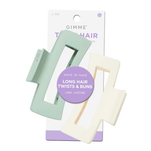 Gimme Beauty Claw Clip, Thick Rectangle, Green/Sand, 2 Count