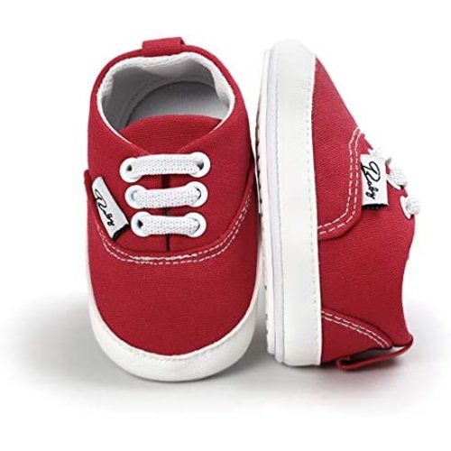 Morbido Infant Baby Boys Girls Canvas Sneaker Toddler Slip On Anti Skid Newborn First Walkers Candy Shoes for 0-18 Months