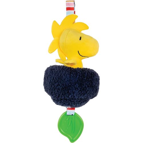 Kids Preferred Peanuts Charlie Brown Snoopy and Woodstock Baby Pulldown Sensory Toy for Kids & Toddlers with Teether Rattle & Stroller Car Seat Loop
