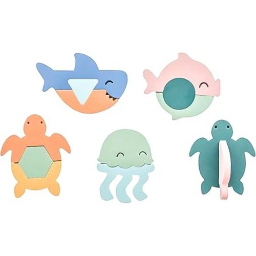 Copper Pearl 15-Piece Foam Bath Toy Set: Floating Foam Shapes for Kids, Fun Puzzle Bath Foam for Toddlers, Stick-On Baby Bath Toys, Enhances Problem Solving and Coordination, Ages 3+