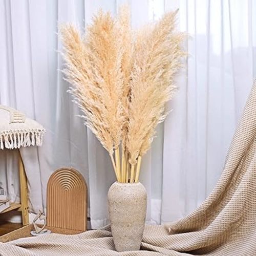 40-Inch Cream Pampas Grass Decor Tall 10-Pcs XXL Size Natural Boho Plants Decor Wedding Flowers
