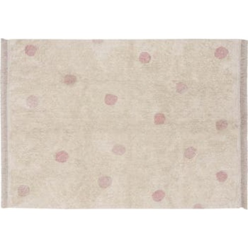 Polka Dot Fringe Trim Washable Cotton Blend Rug