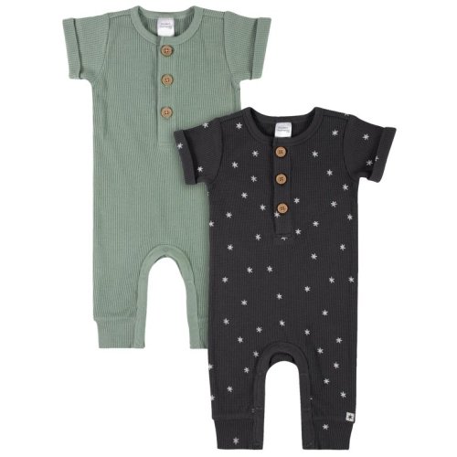 Modern Moments By Gerber Baby Boy Waffle Romper Set, 2-Pack, (0/3 Months - 24 Months) - Modern Moments By Gerber Baby Boy Waffle Romper Set, 2-Pack, (0/3 Months - 24 Months)
