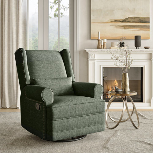 34" Wide Upholstered Manual Swivel Rocking Recliner