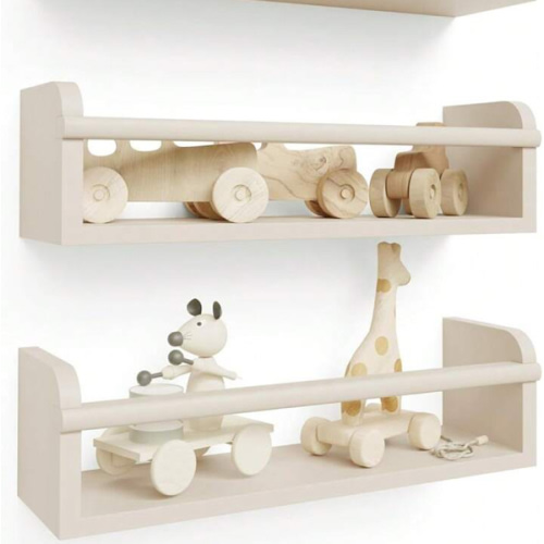 Decorative Nursery Bookshelves For Kids - Set Of 3 Easy To Install Floating Shelves For Wall Mount - Beautiful Hanging Organizer Furniture For Your Baby Boy Or Girl'S Bedroom And Play Room Decor