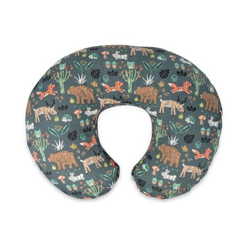 Boppy Original Infant Support Pillow with Removable Cover, Green Forest Animals for Newborns