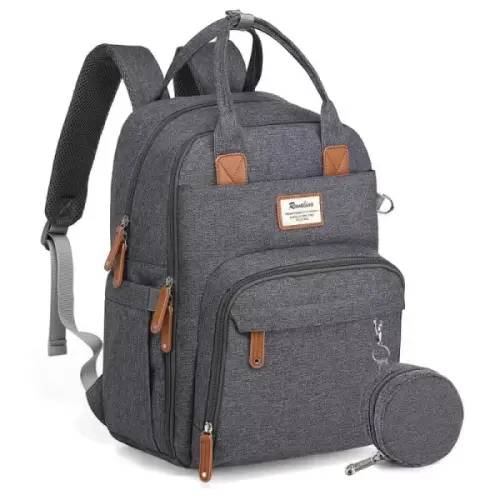 RUVALINO Diaper Bag Backpack, Multifunction Travel Back Pack Maternity Baby Changing Bags, Large Capacity, Waterproof and Stylish, Black(Dark Gray) - RUVALINO