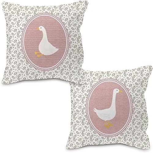 Goose Decor Pillow Covers 18x18, Baby Girl Nursery Decor, Vintage Floral Botanical Goose Decorative Throw Pillow Covers Pillowcase for Baby Girl Nursery Room Bedroom Decor, Set of 2