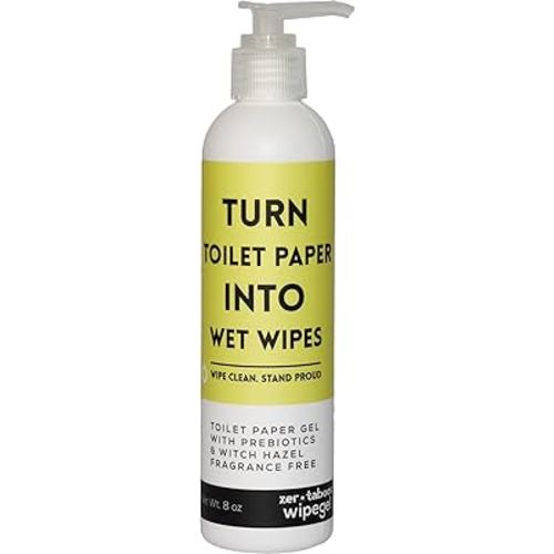 Wipegel | Witch Hazel Cleansing Gel with Prebiotics | Turns Toilet Paper into Gentle, Flushable Wipes | For Sensitive Skin & Daily Freshness | Up to 400 Uses | Fragrance-Free & Septic Safe