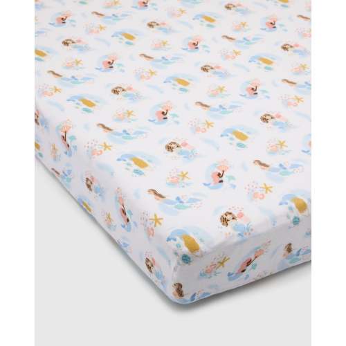 Muslin Fitted Crib Sheet - Mermaids