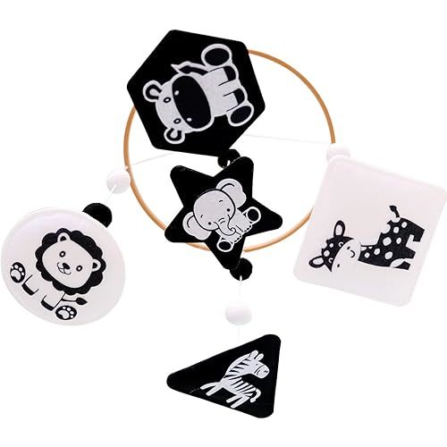 Montessori Mobile for Crib, Black and White Mobile for Baby, Neutral Baby Crib Mobile for Boys Girls, Nursery Mobiles Nursery Decor for Pack N Play, Safari