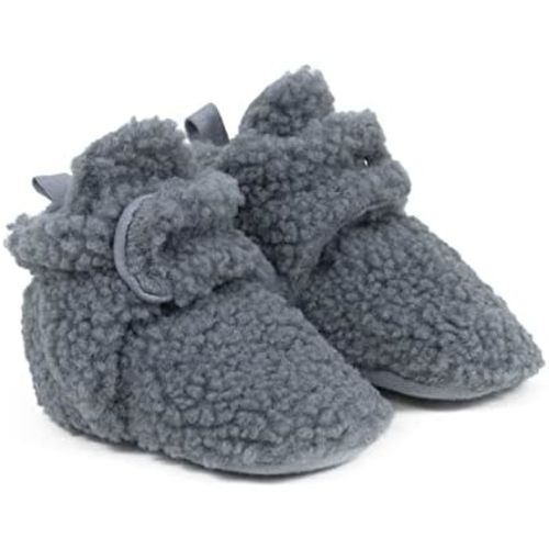Robeez Baby Girls and Boys Crib Fleece Sherpa Snap Booties with Slip-Resistant Soles for Infant and Toddler, 0-18 Months