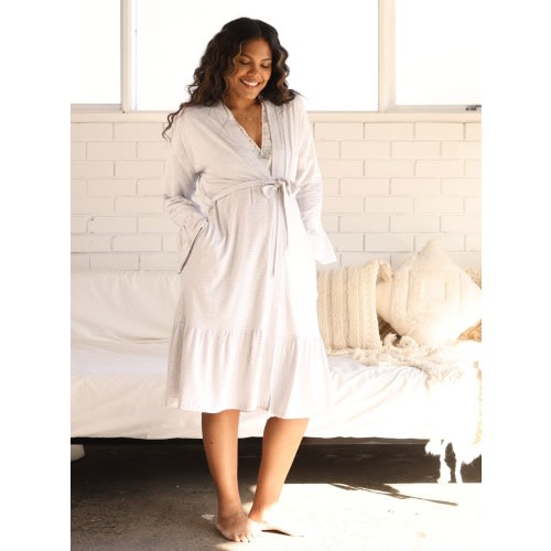 Grace Maternity & Nursing Robe - Snow Marl