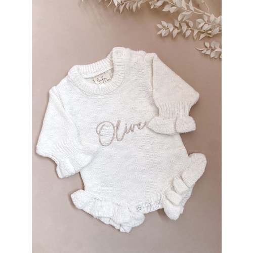 Personalised Frill Knit Baby Romper | Name With Embroidery – Lula Little Ones