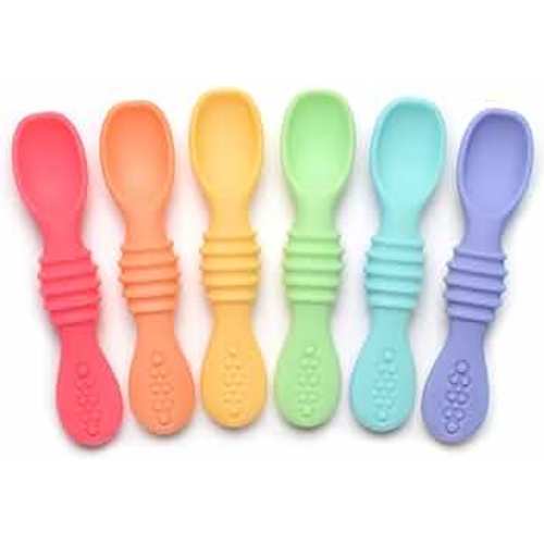 Silicone Chew Spoon Set for Babies and Toddlers | Safety Tested | BPA Free | Microwave, Dishwasher and Freezer Safe (Summer Rainbow Chew Spoon)