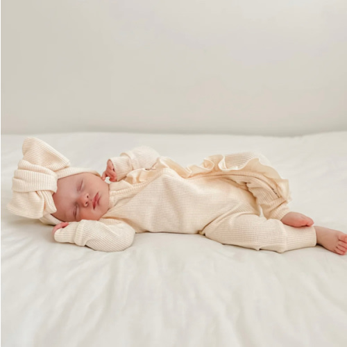 Frill Zip Romper | Cream Waffle – Little and Fern