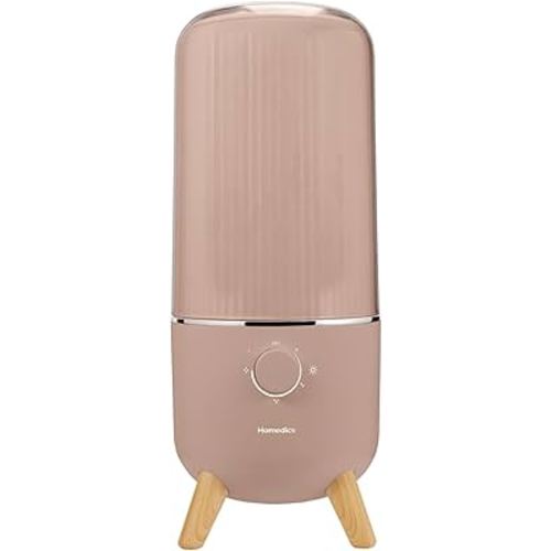 Homedics Ultrasonic Humidifier, Bedrooms and Home Offices, 0.97-Gallon Tank, 45-Hour Runtime, Visible Ultra-Quiet Cool Mist, Aromatherapy, Demineralization Cartridge, Night-Light, Auto-Off, Taupe