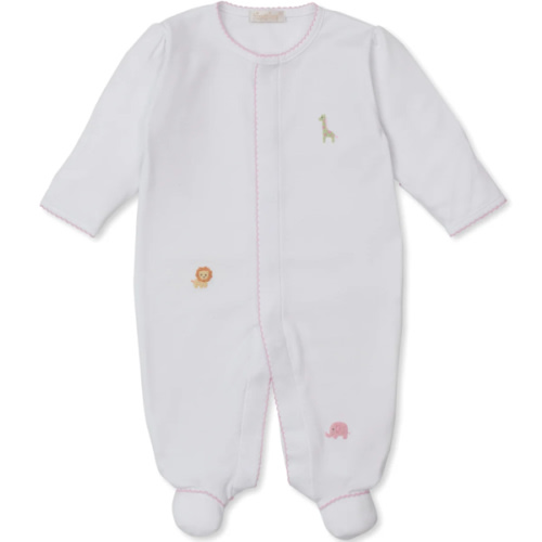 SCE Safari Wild White/Pink Hand Emb. Footie