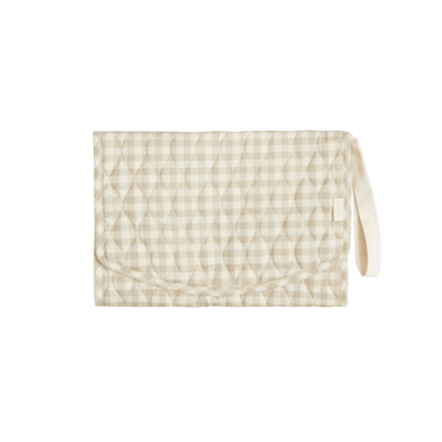 Portable Changing Pad in Beige Gingham | Over The Moon