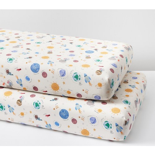 Space Organic Crib Fitted Sheet