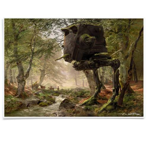 Art Print ATST Walker in the Forest Print, StarWars Poster Printed with Archival-Ink, Pastiche Art Signed by Artist