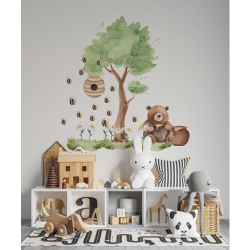 [For Textured Wall] Tree and Bees Wall Graphic