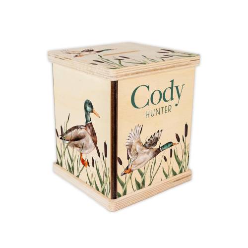 Mallard Duck Piggy Bank, Duck Nursery, Baby Boy Gift, Personalized Piggy Bank, Toddler Room Gift, Hunting Custom Coin Bank, Baby Shower B33