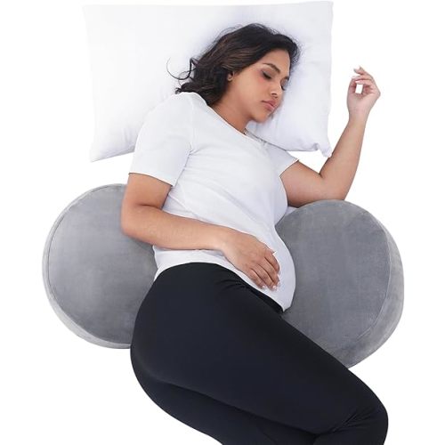 Pregnancy Pillow – Memory Foam Maternity Support for Side Sleepers, Adjustable Travel Wedge Pillow for Back, Belly, and Hip Relief, Ideal for Pregnant Women, Vevet Grey